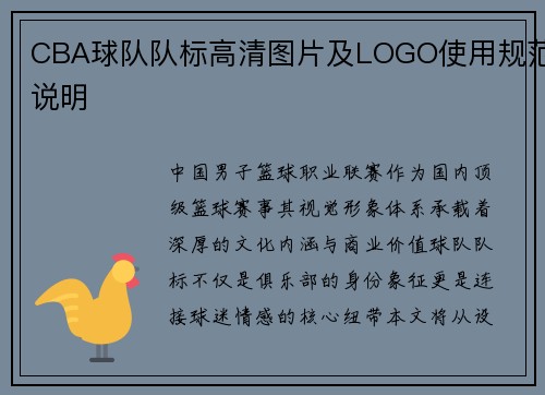 CBA球队队标高清图片及LOGO使用规范说明